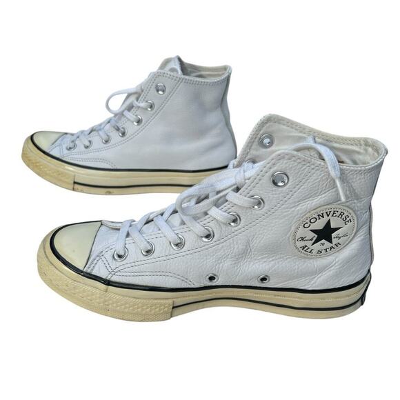Converse Chuck 70 All Star White Leather Hi-Tops Mens Size 5 Womens Size 7 - Picture 3 of 9